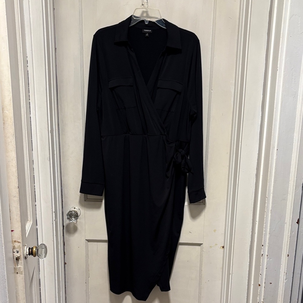 Torrid Black Long Sleeve Crossbody Dress 2 or 18/20
